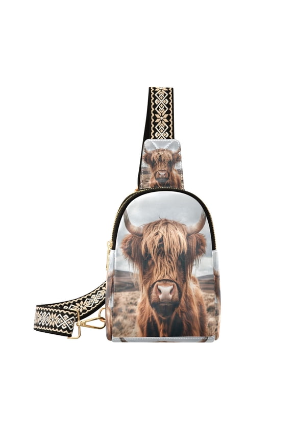 A Highland Cow Sling Backpack Crossbody Shoulder Bags Waist Packs Chest Bag
