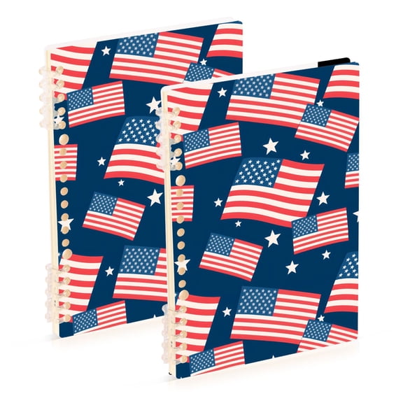 joogoo A5 Spiral Journal Notebook American Flag Stars-s1 College Ruled Notebooks 8.3" x 5.7" 2 PCs
