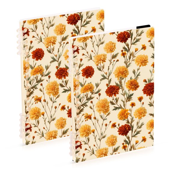 joogoo A5 Spiral Journal Notebook Autumn Flower College Ruled Notebooks 8.3" x 5.7" 2 PCs