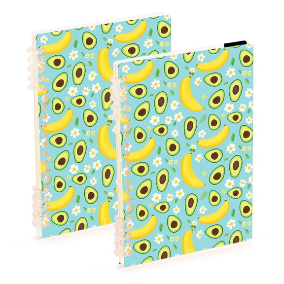 joogoo A5 Spiral Journal Notebook Avocado Banana Floral College Ruled Notebooks 8.3" x 5.7" 2 PCs