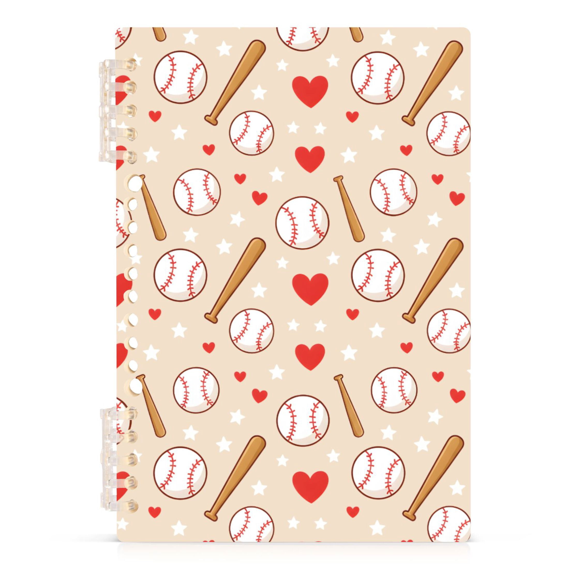 joogoo A5 Spiral Journal Notebook Baseball Bat Hearts College Ruled ...