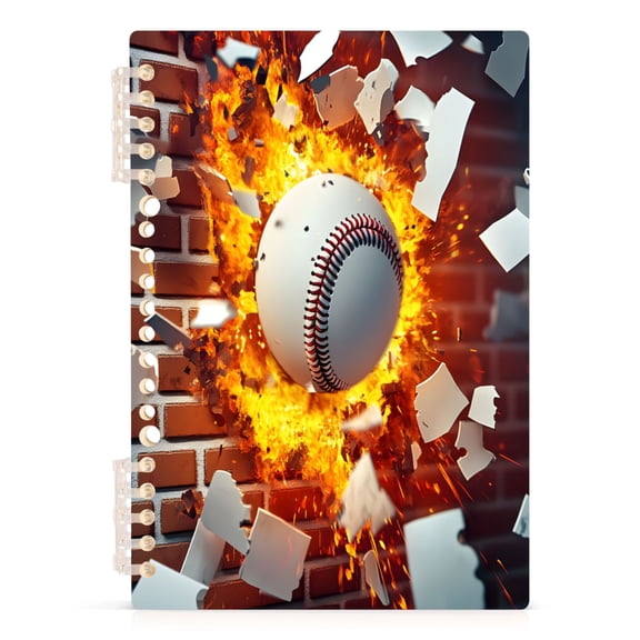 joogoo A5 Spiral Journal Notebook Baseball Wall Fire College Ruled Notebooks 8.3" x 5.7" 1 PC
