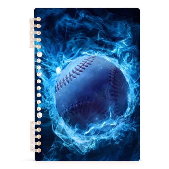 joogoo A5 Spiral Journal Notebook Baseball in Fire College Ruled Notebooks 8.3" x 5.7" 1 PC