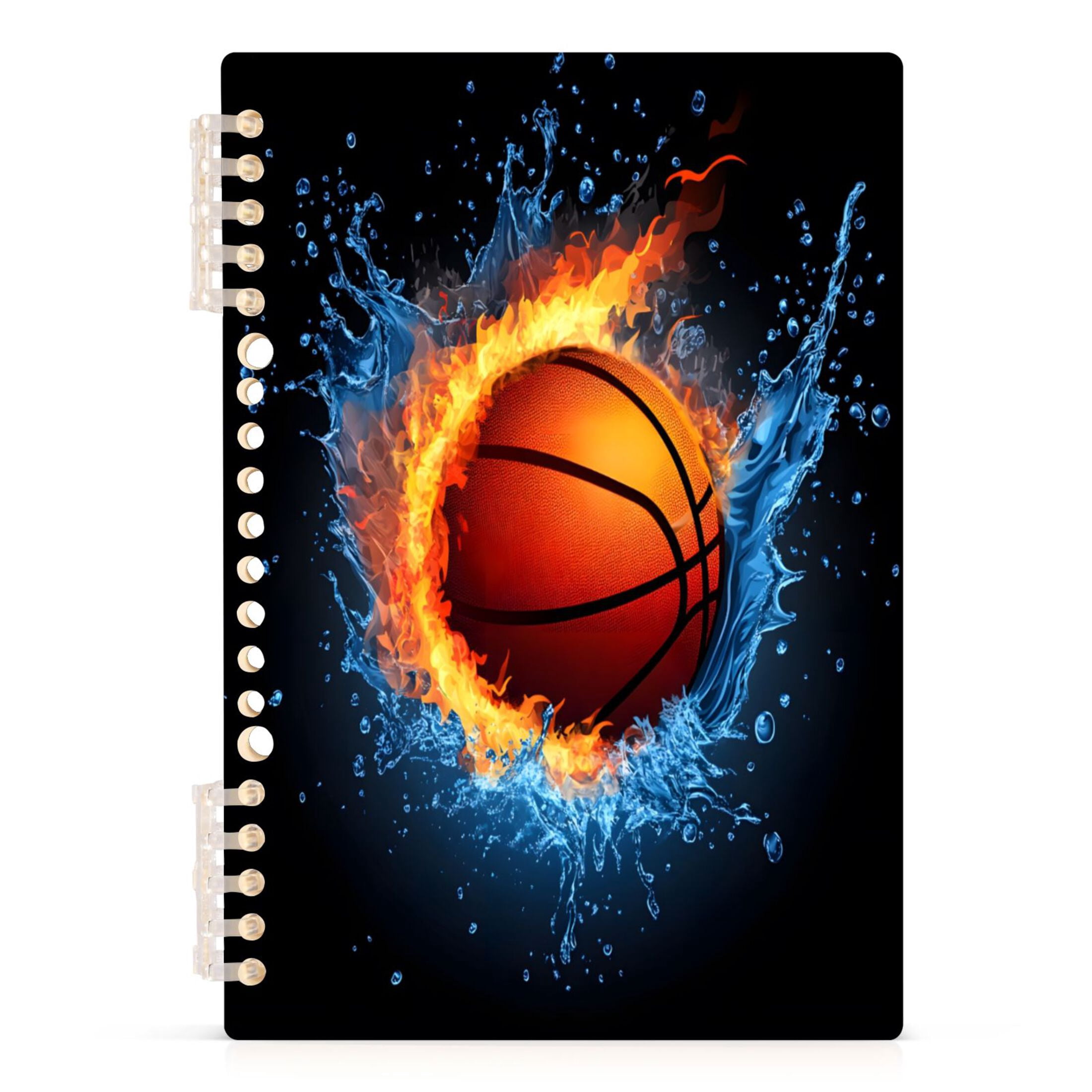 joogoo A5 Spiral Journal Notebook Basketball with Fire College Ruled ...
