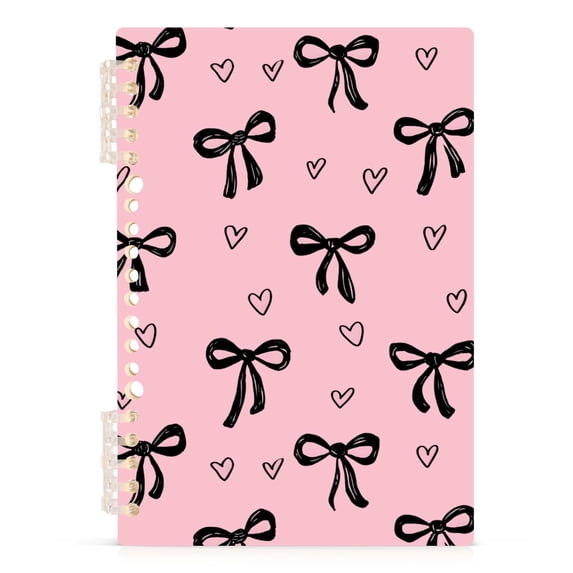 joogoo A5 Spiral Journal Notebook Black Bow Heart College Ruled Notebooks 8.3" x 5.7" 1 PC