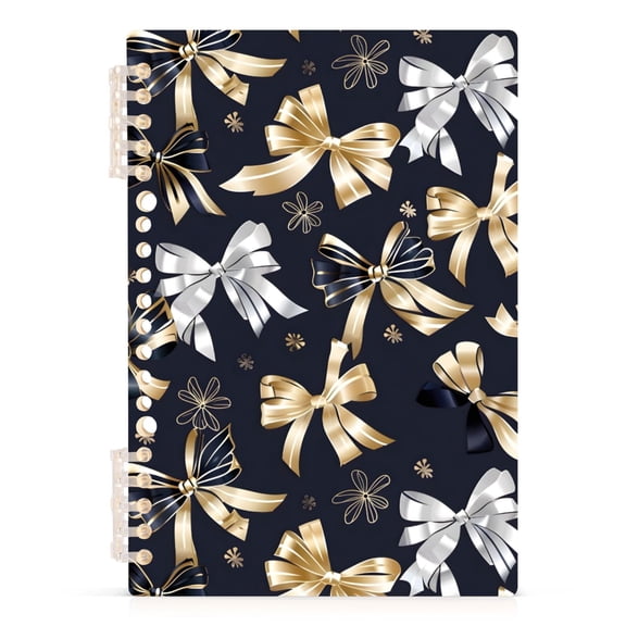 joogoo A5 Spiral Journal Notebook Black Gold Bows College Ruled Notebooks 8.3" x 5.7" 1 PC