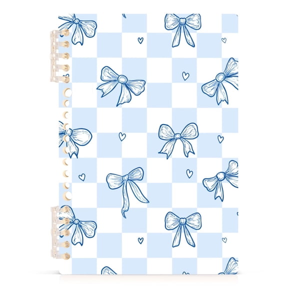 joogoo A5 Spiral Journal Notebook Blue Bow Checkered College Ruled Notebooks 8.3" x 5.7" 1 PC