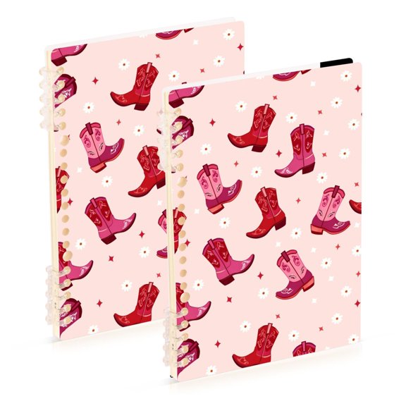 joogoo A5 Spiral Journal Notebook Boots Daisy Flower College Ruled Notebooks 8.3" x 5.7" 2 PCs