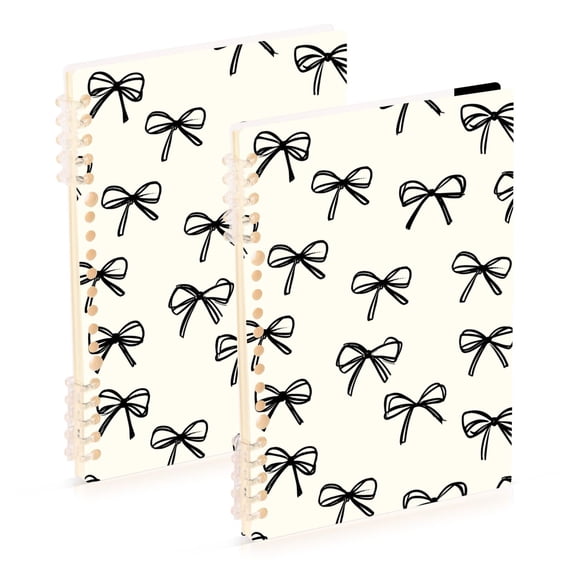 joogoo A5 Spiral Journal Notebook Bows Beige College Ruled Notebooks 8.3" x 5.7" 2 PCs