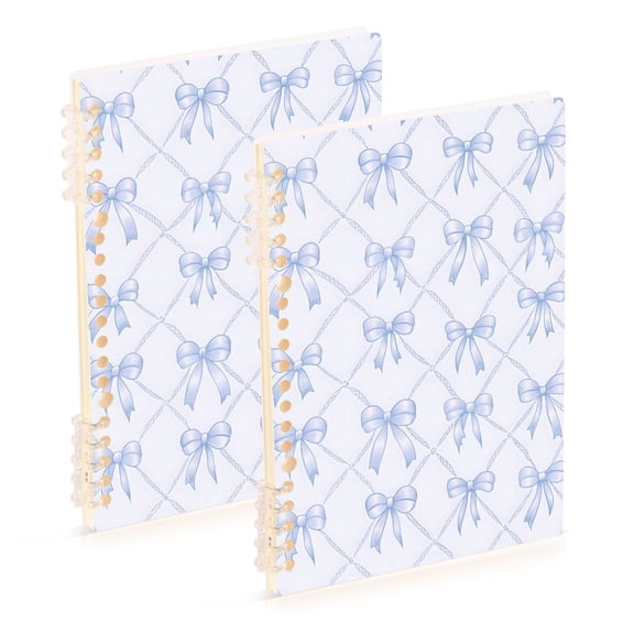 joogoo A5 Spiral Journal Notebook Bows Checkered Blue College Ruled Notebooks 8.3" x 5.7" 2 PCs