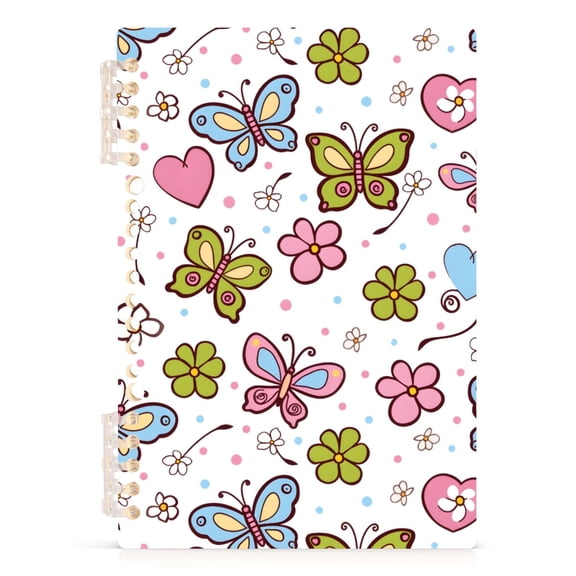 joogoo A5 Spiral Journal Notebook Butterfly Flower Heart College Ruled Notebooks 8.3" x 5.7" 1 PC