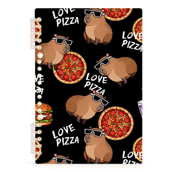 joogoo A5 Spiral Journal Notebook Capybara and Pizza College Ruled Notebooks 8.3" x 5.7" 1 PC