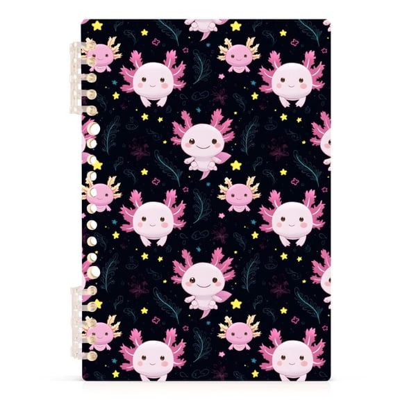 joogoo A5 Spiral Journal Notebook Cartoon Axolotl Stars College Ruled Notebooks 8.3" x 5.7" 1 PC