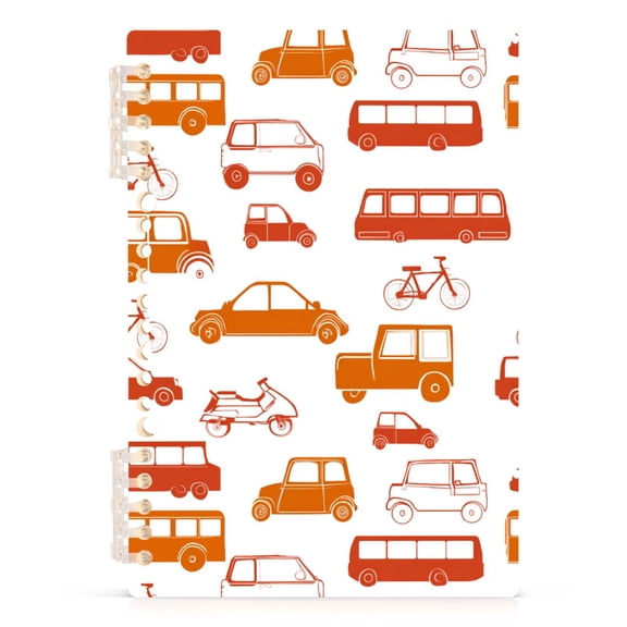 joogoo A5 Spiral Journal Notebook Cartoon Cars Bicycle College Ruled Notebooks 8.3" x 5.7" 1 PC