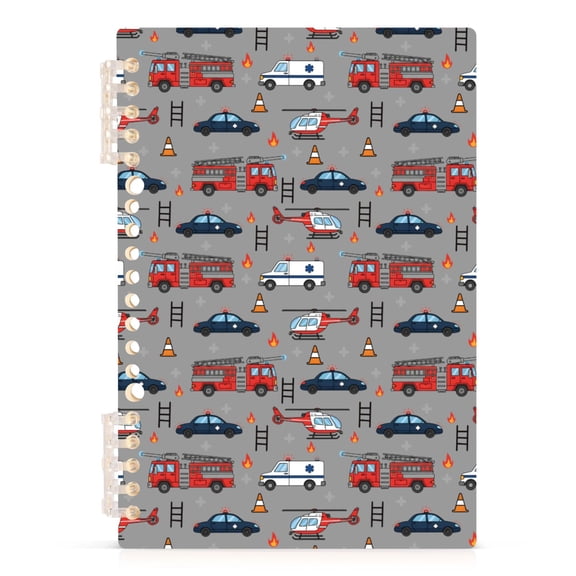 joogoo A5 Spiral Journal Notebook Cartoon Fire Truck Car College Ruled Notebooks 8.3" x 5.7" 1 PC