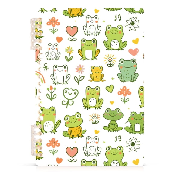 joogoo A5 Spiral Journal Notebook Cartoon Frog Floral College Ruled Notebooks 8.3" x 5.7" 1 PC