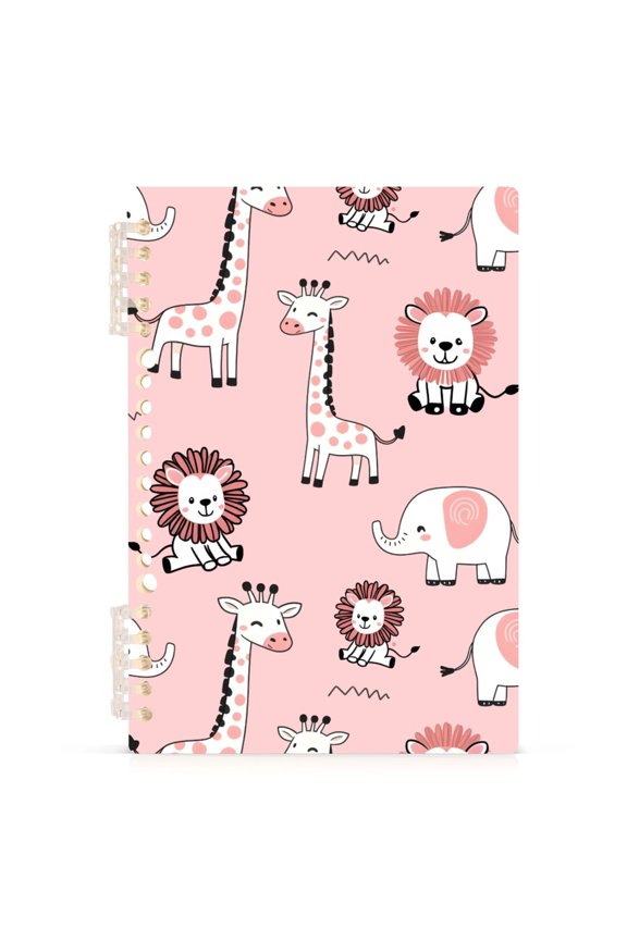 joogoo A5 Spiral Journal Notebook Cartoon Lion Giraffe Elephant College Ruled Notebooks 8.3" x 5.7" 1 PC