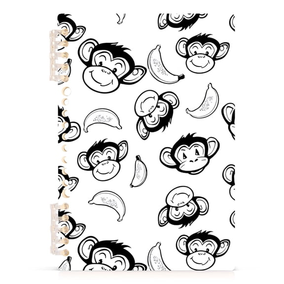 joogoo A5 Spiral Journal Notebook Cartoon Monkey Banana-1 College Ruled Notebooks 8.3" x 5.7" 1 PC