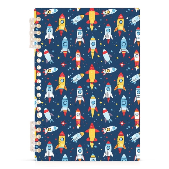 joogoo A5 Spiral Journal Notebook Cartoon Rockets Ships College Ruled Notebooks 8.3" x 5.7" 1 PC