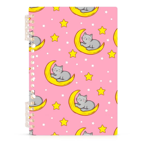 joogoo A5 Spiral Journal Notebook Cat on Moon College Ruled Notebooks 8.3" x 5.7" 1 PC