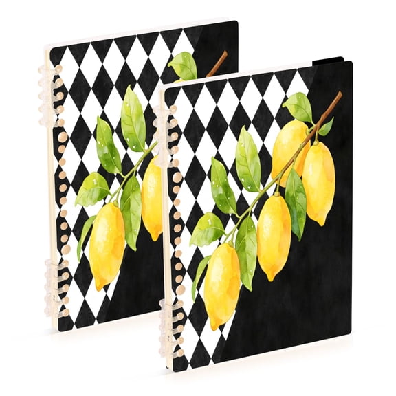 joogoo A5 Spiral Journal Notebook Checkered Lemon College Ruled Notebooks 8.3" x 5.7" 2 PCs