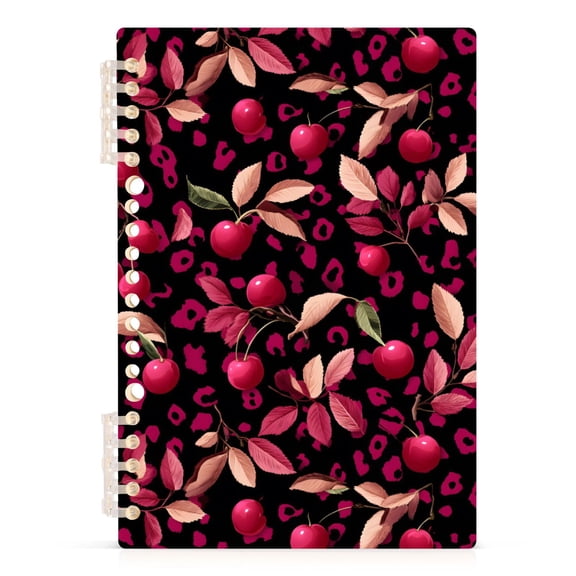 joogoo A5 Spiral Journal Notebook Cherry on Leopard College Ruled Notebooks 8.3" x 5.7" 1 PC
