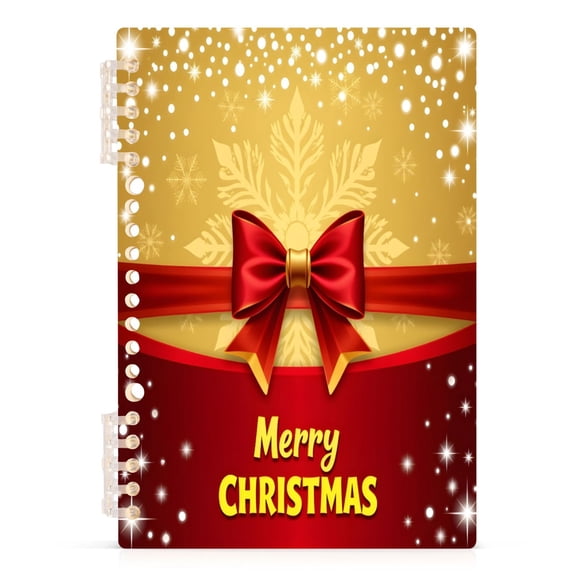 joogoo A5 Spiral Journal Notebook Christmas Bow Golden College Ruled Notebooks 8.3" x 5.7" 1 PC