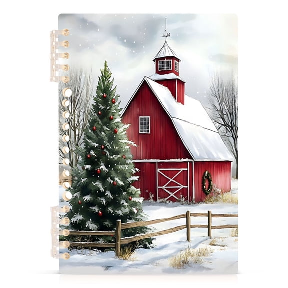 joogoo A5 Spiral Journal Notebook Christmas Farm Winter Landscape College Ruled Notebooks 8.3" x 5.7" 1 PC