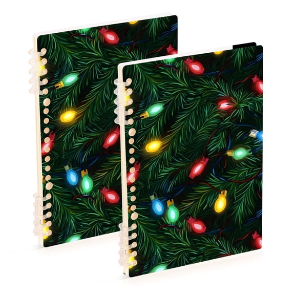 joogoo A5 Spiral Journal Notebook Christmas Lights Leave College Ruled Notebooks 8.3" x 5.7" 2 PCs