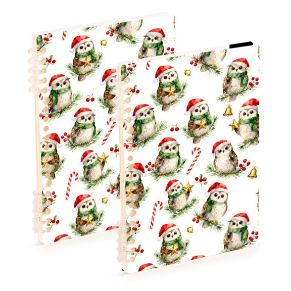 joogoo A5 Spiral Journal Notebook Christmas Owls College Ruled Notebooks 8.3" x 5.7" 2 PCs