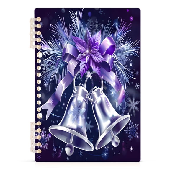 joogoo A5 Spiral Journal Notebook Christmas Purple Bells College Ruled Notebooks 8.3" x 5.7" 1 PC