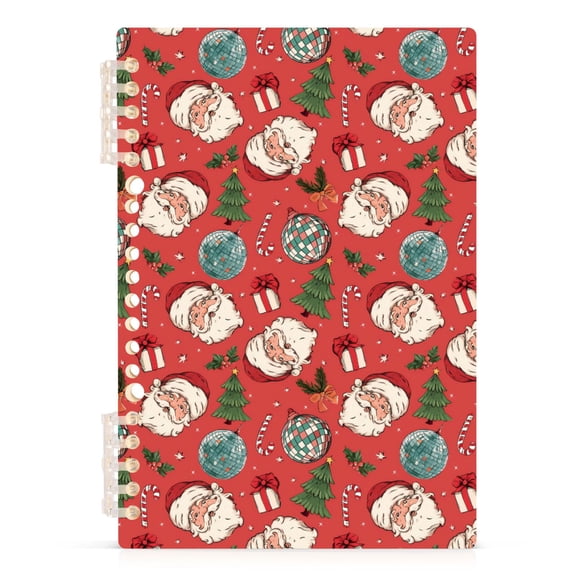 joogoo A5 Spiral Journal Notebook Christmas Santa Disco Balls College Ruled Notebooks 8.3" x 5.7" 1 PC
