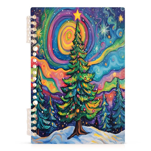 joogoo A5 Spiral Journal Notebook Chritstmas Tree Oil Paint College Ruled Notebooks 8.3" x 5.7" 1 PC