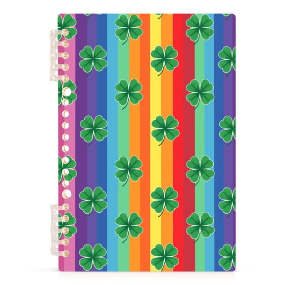 joogoo A5 Spiral Journal Notebook Clover Rainbow Stripes College Ruled Notebooks 8.3" x 5.7" 1 PC
