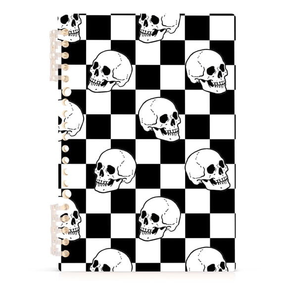 joogoo A5 Spiral Journal Notebook Cool Skulls on Checkered College Ruled Notebooks 8.3" x 5.7" 1 PC