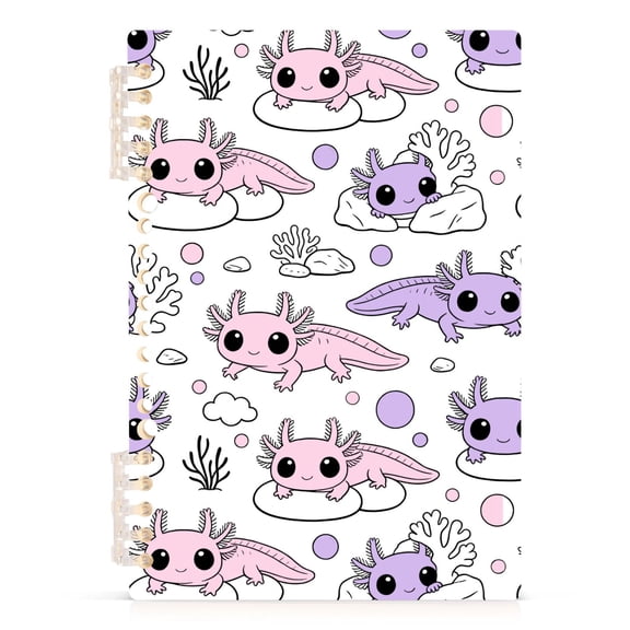 joogoo A5 Spiral Journal Notebook Cute Axolotl College Ruled Notebooks 8.3" x 5.7" 1 PC