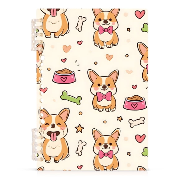 joogoo A5 Spiral Journal Notebook Cute Corgi Dogs Bones College Ruled Notebooks 8.3" x 5.7" 1 PC