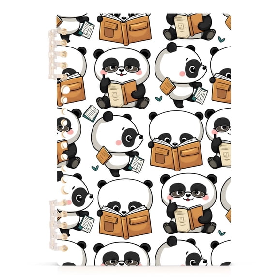 joogoo A5 Spiral Journal Notebook Cute Pandas Reading College Ruled Notebooks 8.3" x 5.7" 1 PC