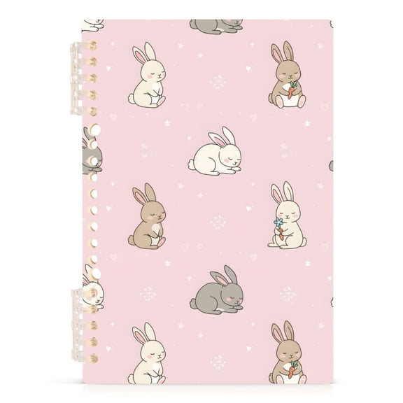 joogoo A5 Spiral Journal Notebook Cute Rabbits College Ruled Notebooks 8.3" x 5.7" 1 PC