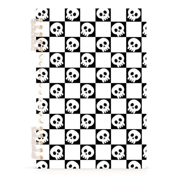 joogoo A5 Spiral Journal Notebook Cute Skulls on Checkered College Ruled Notebooks 8.3" x 5.7" 1 PC