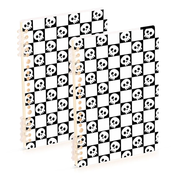 joogoo A5 Spiral Journal Notebook Cute Skulls on Checkered College Ruled Notebooks 8.3" x 5.7" 2 PCs