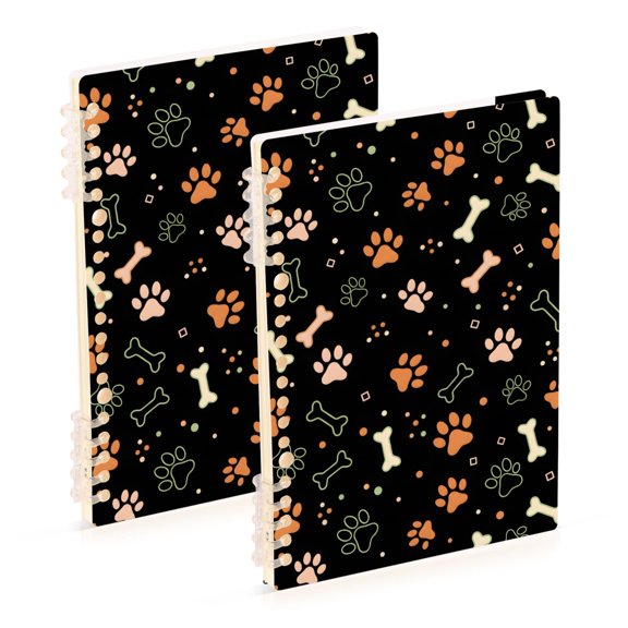 joogoo A5 Spiral Journal Notebook Dog Footprint Bone College Ruled Notebooks 8.3" x 5.7" 2 PCs