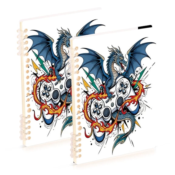 joogoo A5 Spiral Journal Notebook Dragon Game Controller College Ruled Notebooks 8.3" x 5.7" 2 PCs