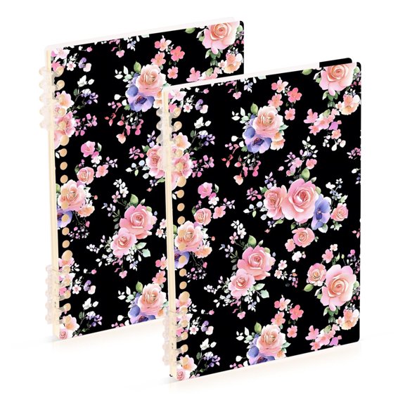 joogoo A5 Spiral Journal Notebook Elegant Rose Flower College Ruled Notebooks 8.3" x 5.7" 2 PCs