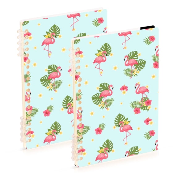 joogoo A5 Spiral Journal Notebook Flamingo Hibiscus Palm College Ruled Notebooks 8.3" x 5.7" 2 PCs