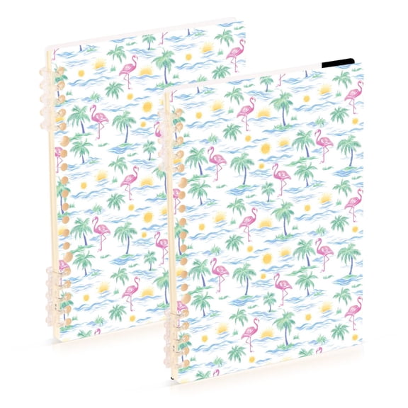 joogoo A5 Spiral Journal Notebook Flamingo Palm Tree Sun College Ruled Notebooks 8.3" x 5.7" 2 PCs