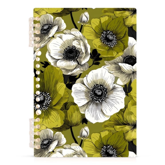 joogoo A5 Spiral Journal Notebook Flowers Green College Ruled Notebooks 8.3" x 5.7" 1 PC