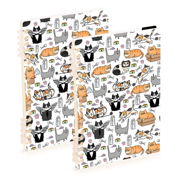 joogoo A5 Spiral Journal Notebook Funny Cats Life College Ruled Notebooks 8.3" x 5.7" 2 PCs