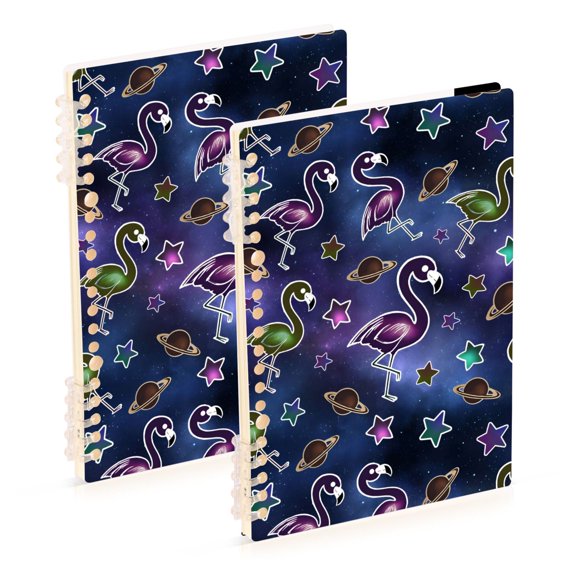 joogoo A5 Spiral Journal Notebook Galaxy Flamingo College Ruled Notebooks 8.3" x 5.7" 2 PCs