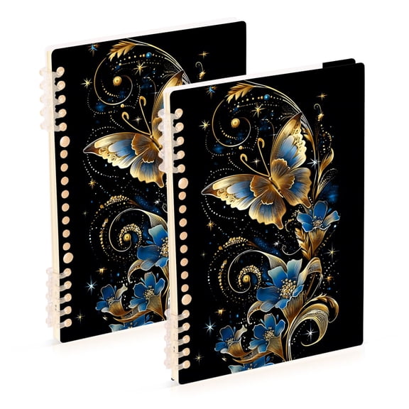 joogoo A5 Spiral Journal Notebook Glitter Art Butterfly College Ruled Notebooks 8.3" x 5.7" 2 PCs